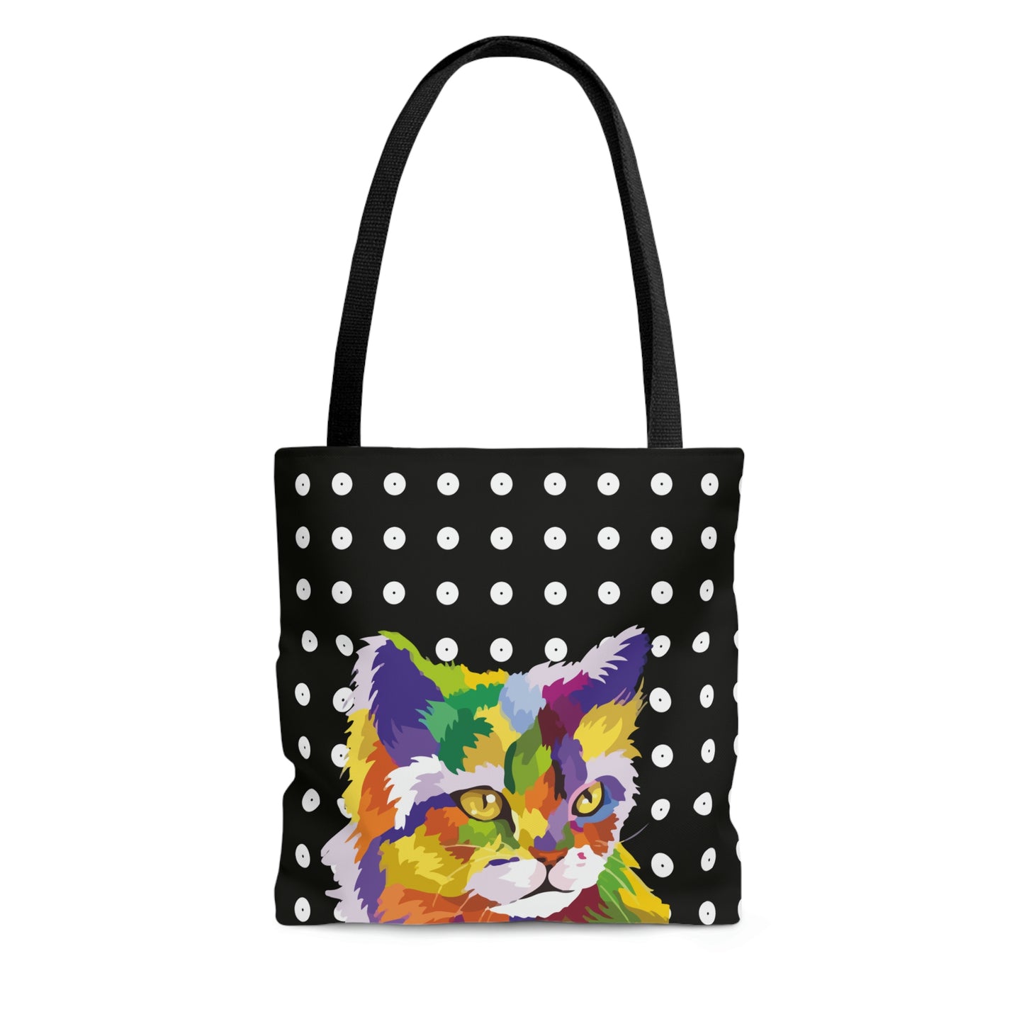 Colorful Cat Face Black White Dots design Tote Bag  (AOP)