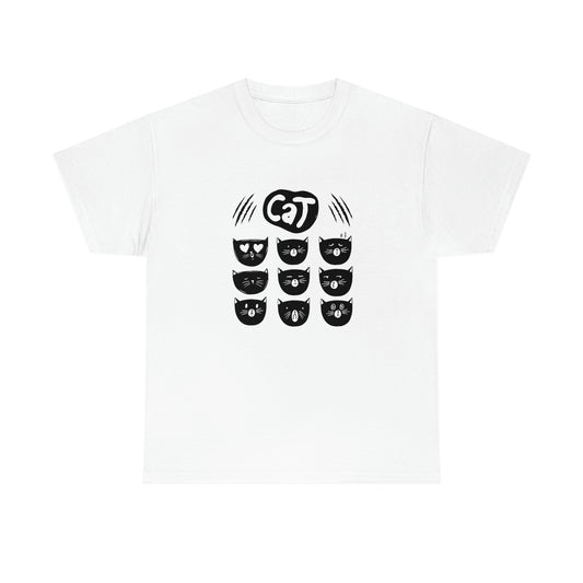 Lots of cute Cat's Faces design White Cotton Tee