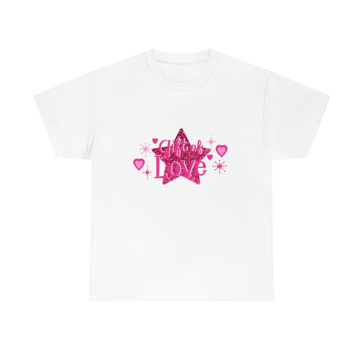Pink Sparking Star Gift Of Love message Tee shirt