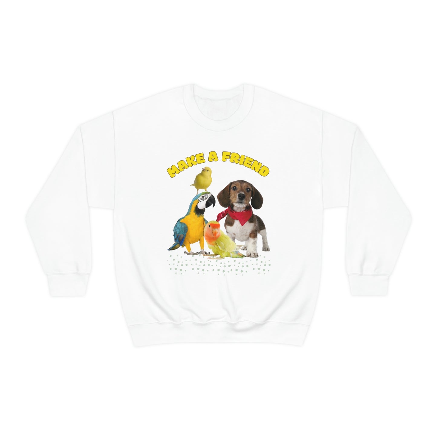 Make a friend Dog and Birds design  Heavy Blend™ Crewneck Sweatshirt