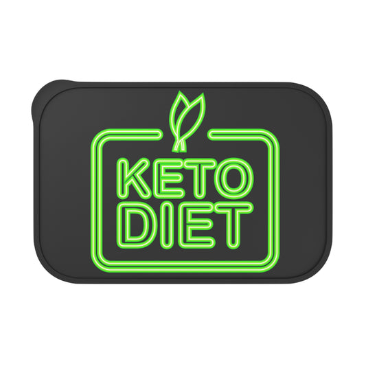 Green Neon Look " KETO DIET" Bento Box/Lunch Box  PLA  with Band and Utensils