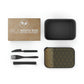 Morrocan Patten Black/Brown Box Logo Bento Box/Lunch Box  PLA  with Band and Utensils