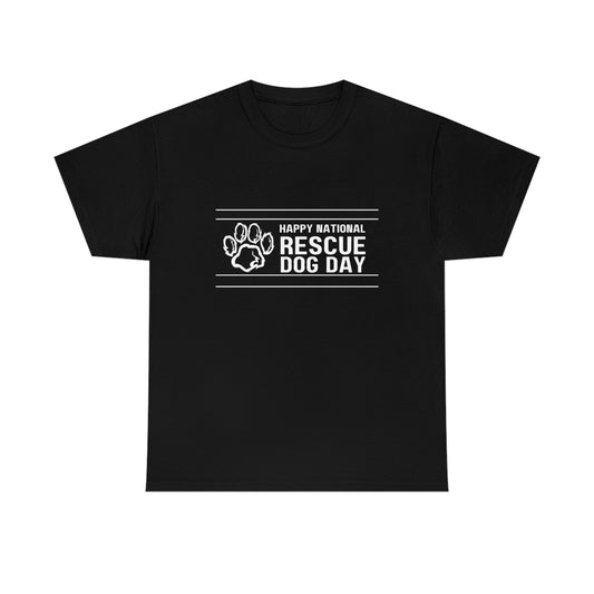Happy National Rescue Dog Day with paw design Graphic tee shirt