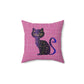Colorful Purple Cat Design Spun Polyester Square Indoor Pillow