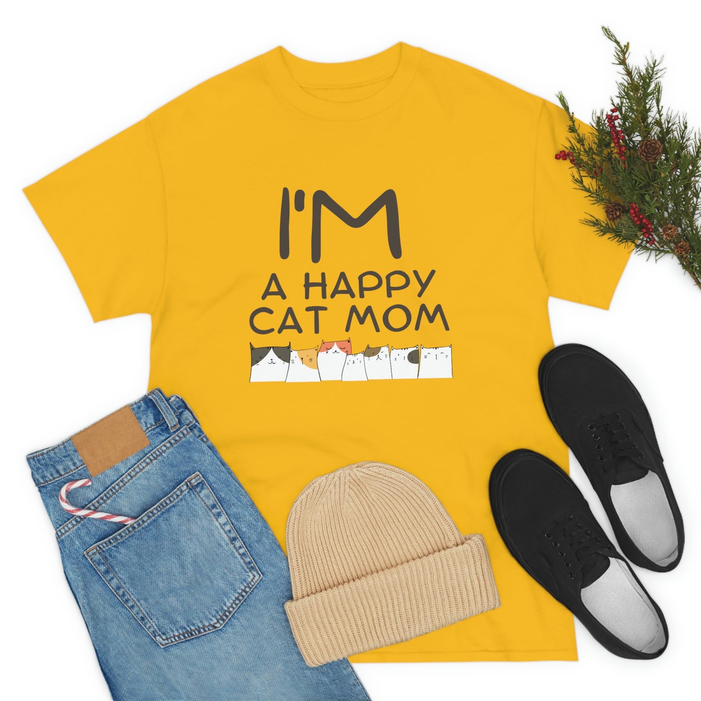 I'M A HAPPY CAT MOM design Graphic tee shirt