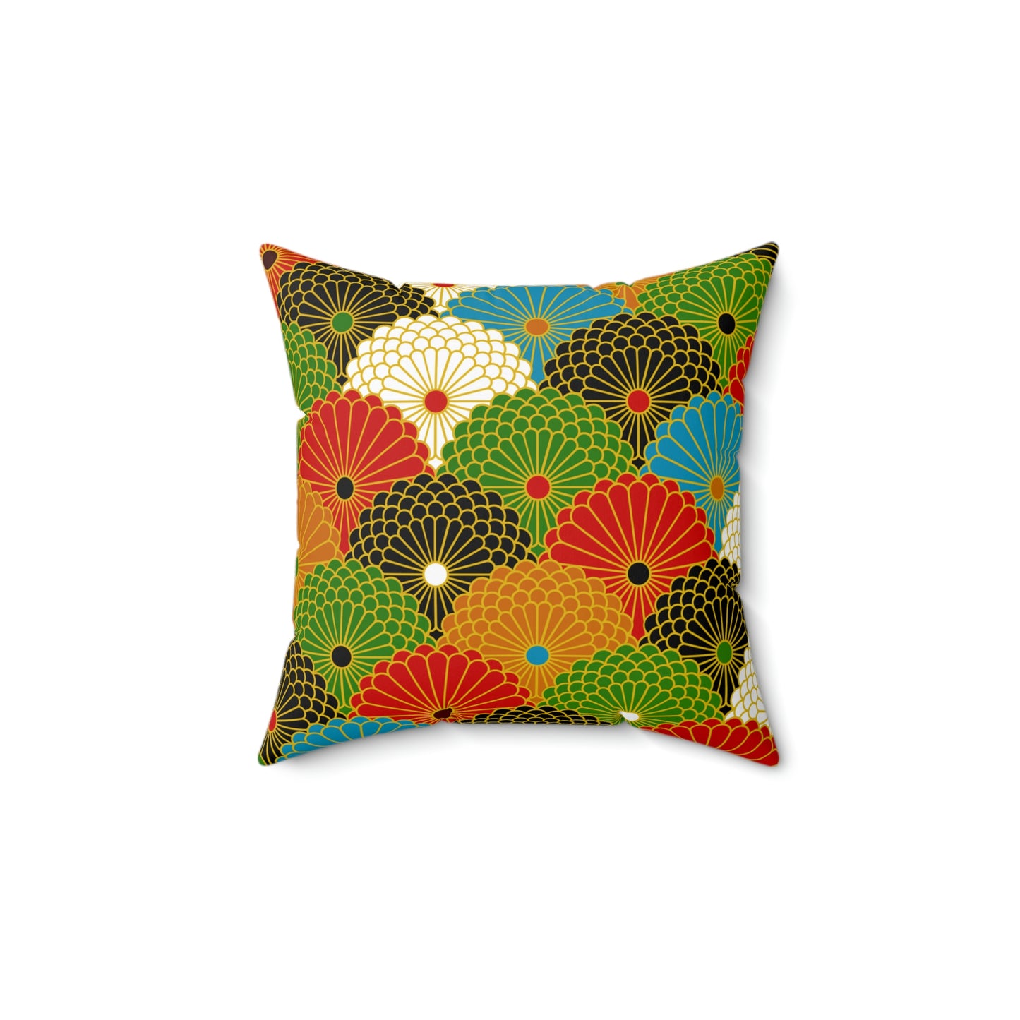 Colorful & Beautiful Asian Pattern Spun Polyester Square Pillow