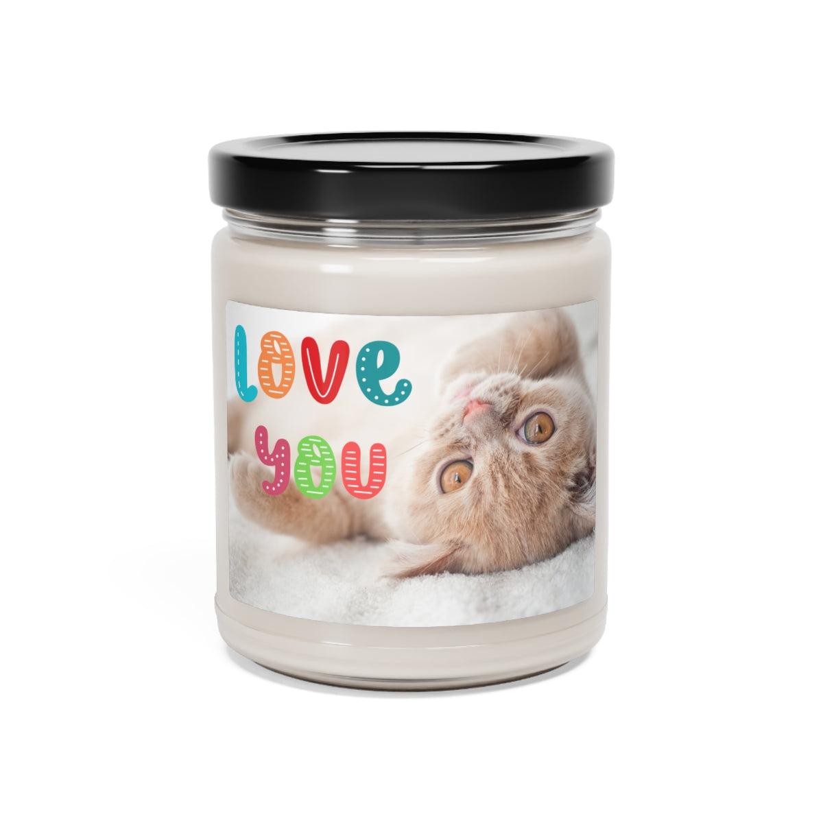 Love you Kitten/ Cat design message gift scented Soy Candle Jar 9oz