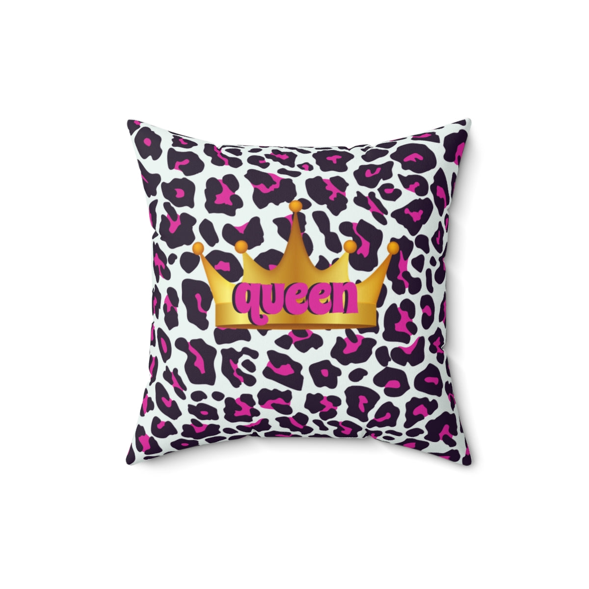 Queen with crown Leopard prints design Spun Polyester Square Pillow