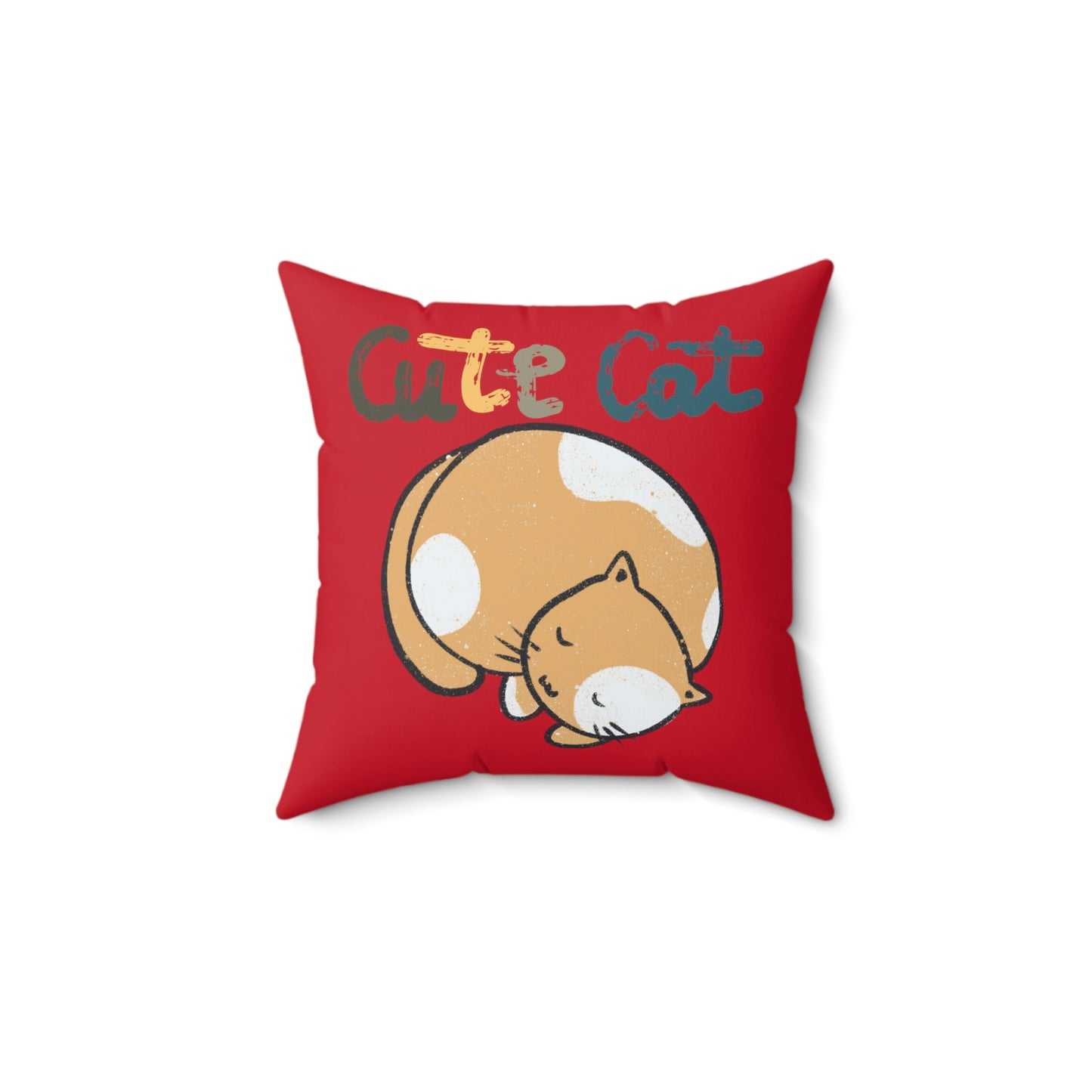 Cute Cat Chubby Cat sleeping design Spun Polyester Square Indoor Pillow