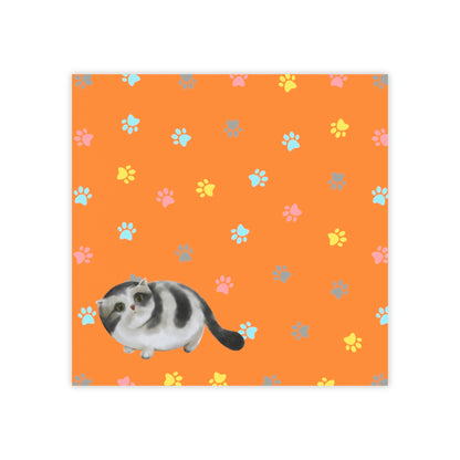 Orange color with Paws Grey Chubby Cat design Post-it® Note Pads