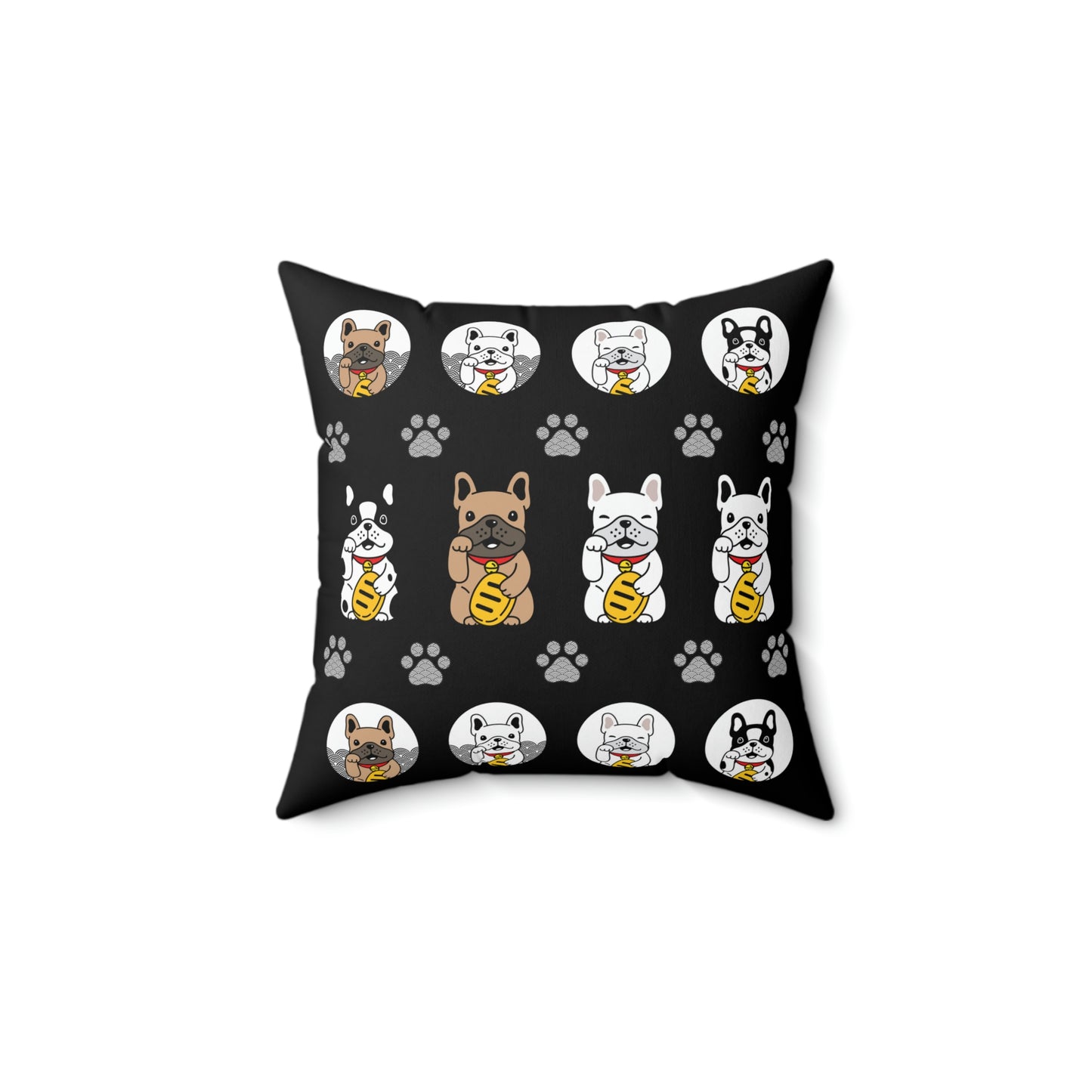 "Maneki Inu" Lucky Dog Design Spun Polyester Square Indoor Pillow
