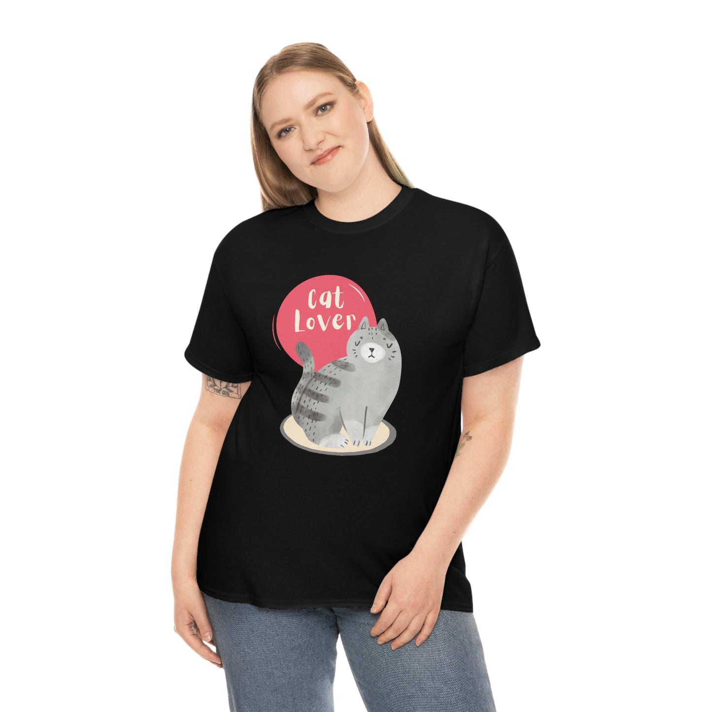 Cute grey Cat " Cat Lover"   Graphic tee shirt