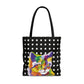 Colorful Cat Face Black White Dots design Tote Bag  (AOP)