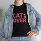 Pink Glitter Cat Lover Logo with Gold Paws design Graphic tee shirt