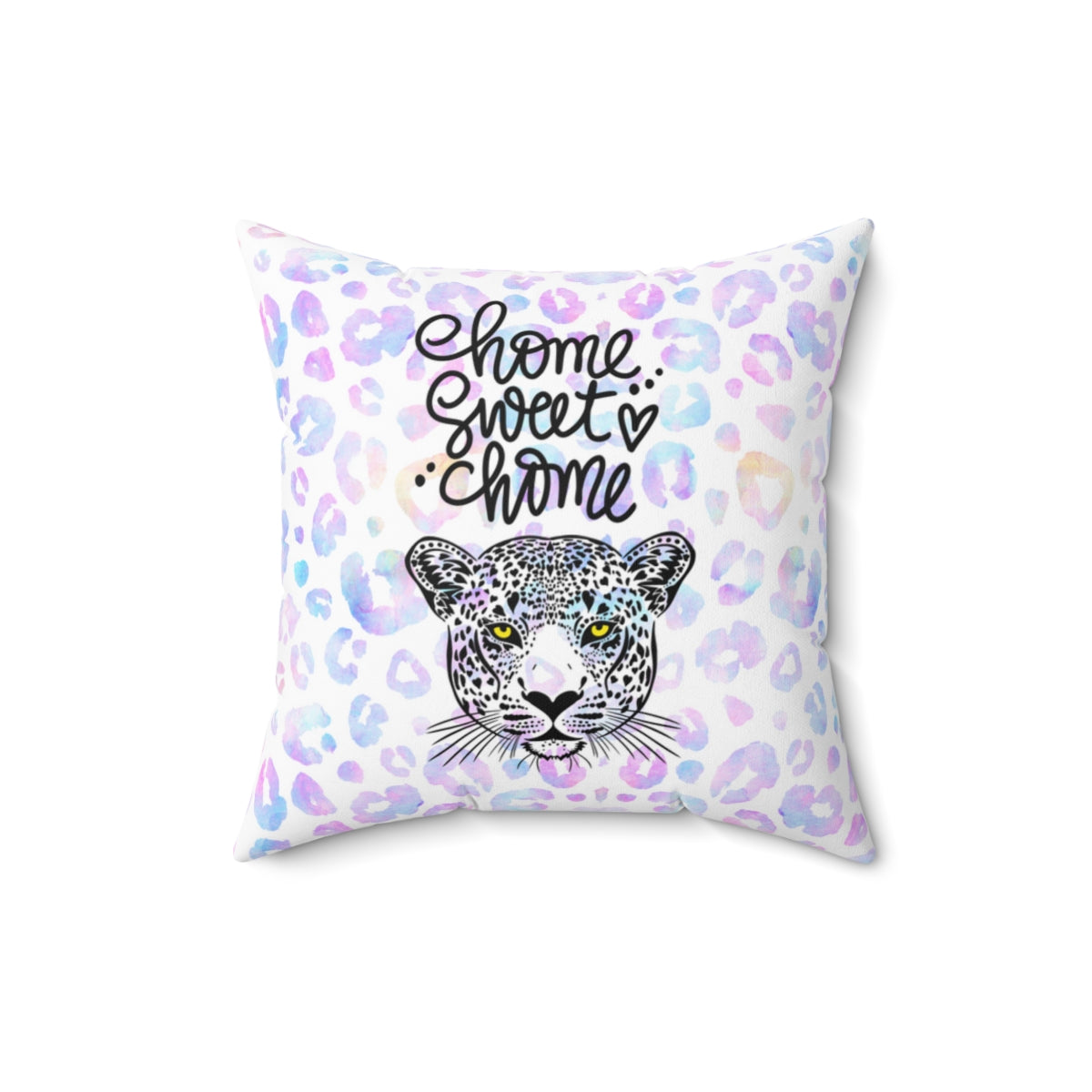 Home Sweet Home Leopard design Spun Polyester Square Pillow