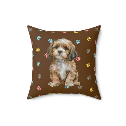 Cavapoo Puppy Dog Design Spun Polyester Square Indoor Pillow