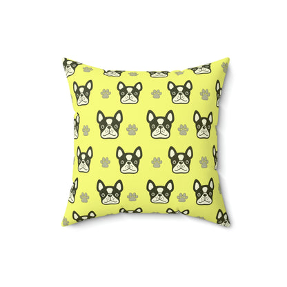 Cute Dog Faces Design (Yellow) Spun Polyester Square Indoor Pillow