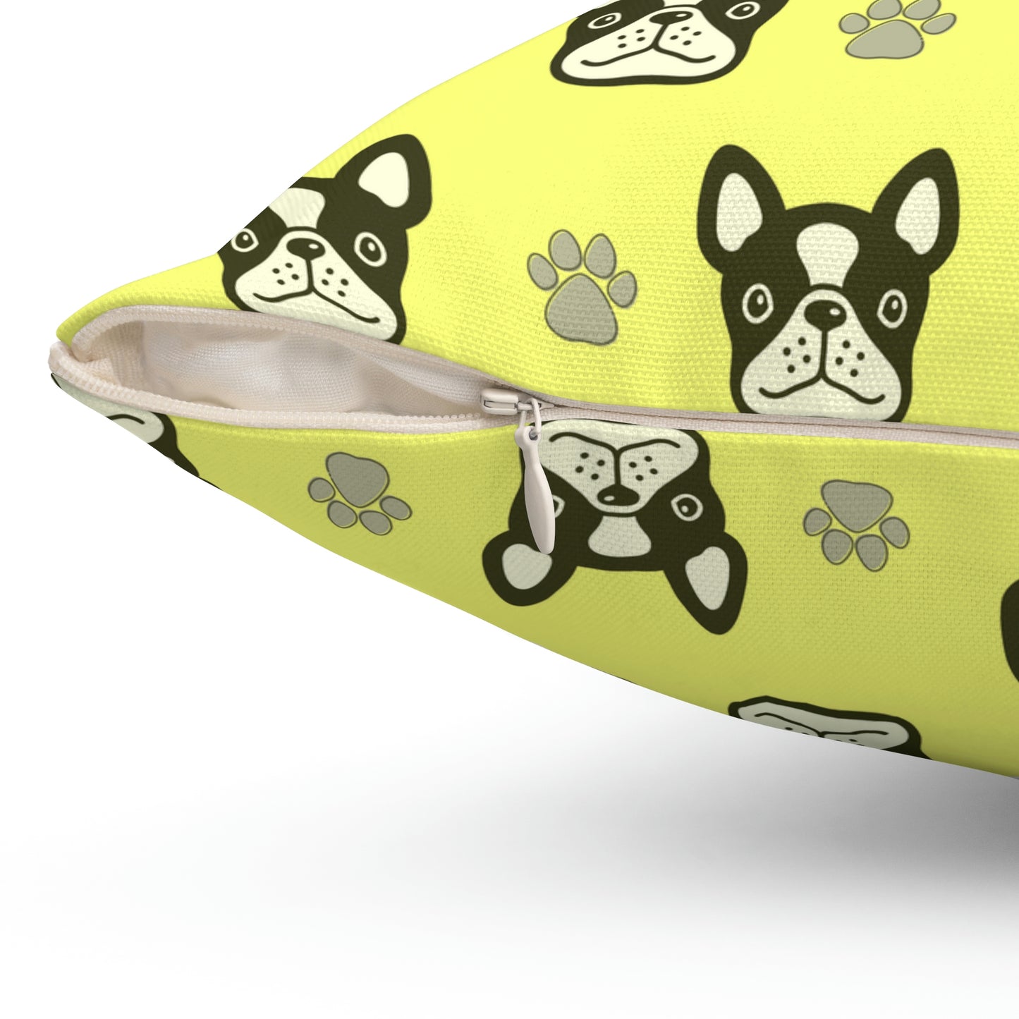 Cute Dog Faces Design (Yellow) Spun Polyester Square Indoor Pillow