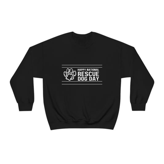 Happy National Rescue Dog Day with paw design  Heavy Blend™ Crewneck Sweatshirt