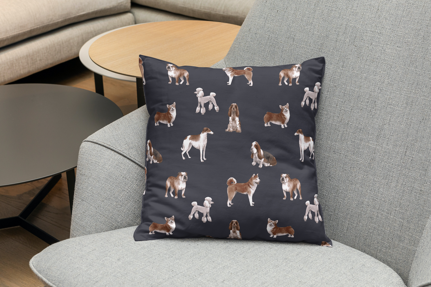 Dog lovers Lots of Dogs Spun Polyester Square Pillow