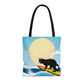 Cat Surfing Design Tote Bag  (AOP)