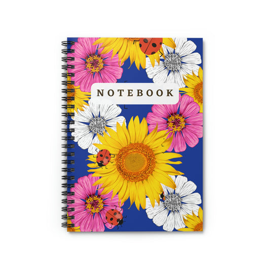 Lady Bugs and Flowers design Spiral Notebook - Ruled Line 118 pages