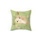 Hedgehog with Floral Wreath design Spun Polyester Square Indoor Pillow
