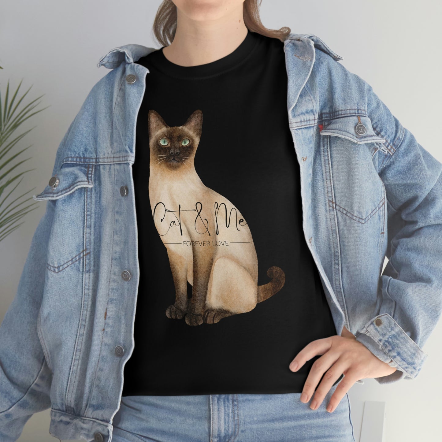 (Cat Lover) Cat & Me Forever Love  Siamese cat design  Cotton Tee