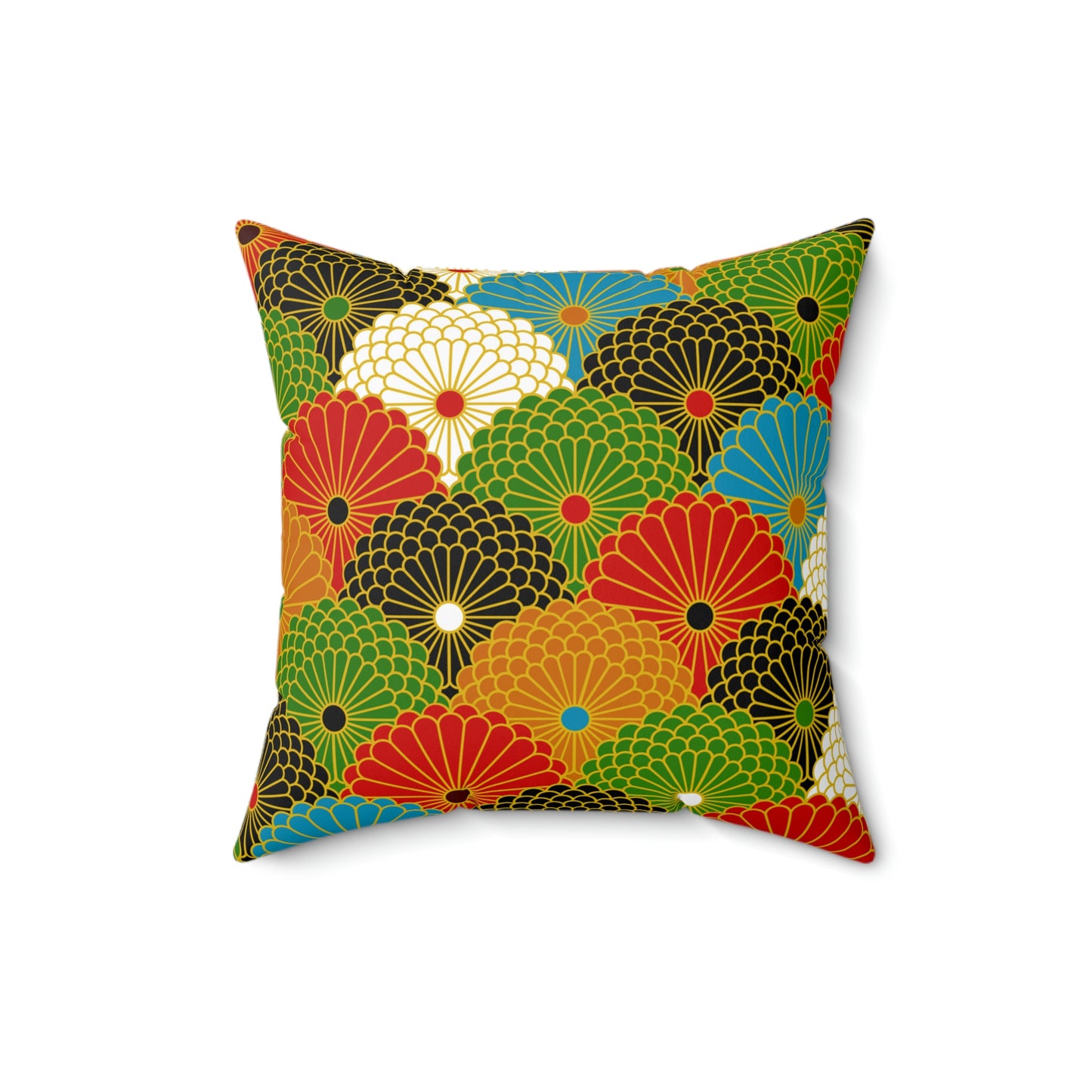 Colorful & Beautiful Asian Pattern Spun Polyester Square Pillow