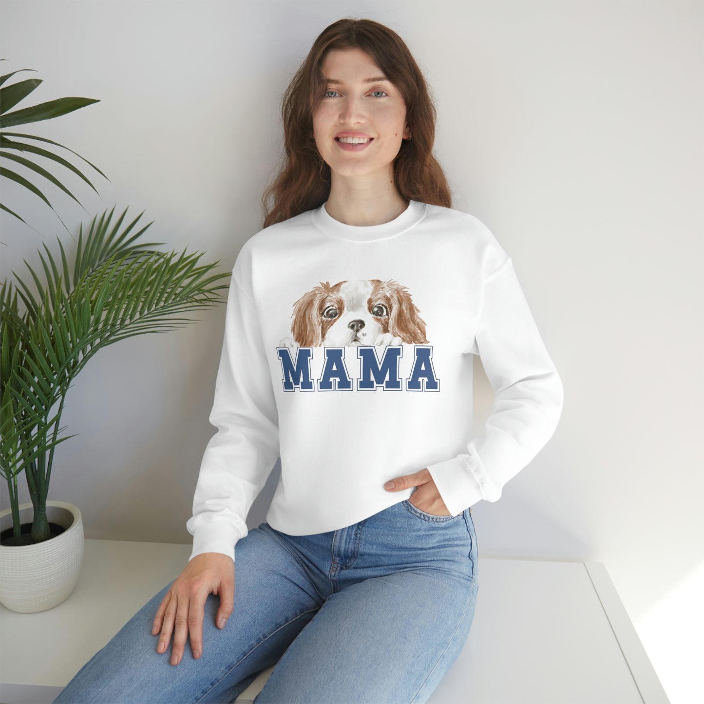Dog MAMA Cute Dog/Puppy Graphic Crewneck Sweatshirt