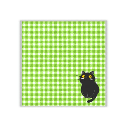 Green check pattern Black Cat design Post-it® Note Pads