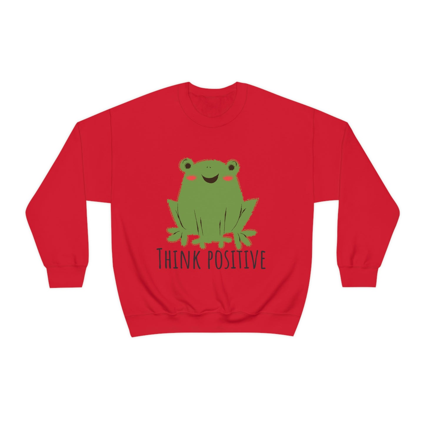"Think Positive" Cute Frog design  Graphic Crewneck Sweatshirt