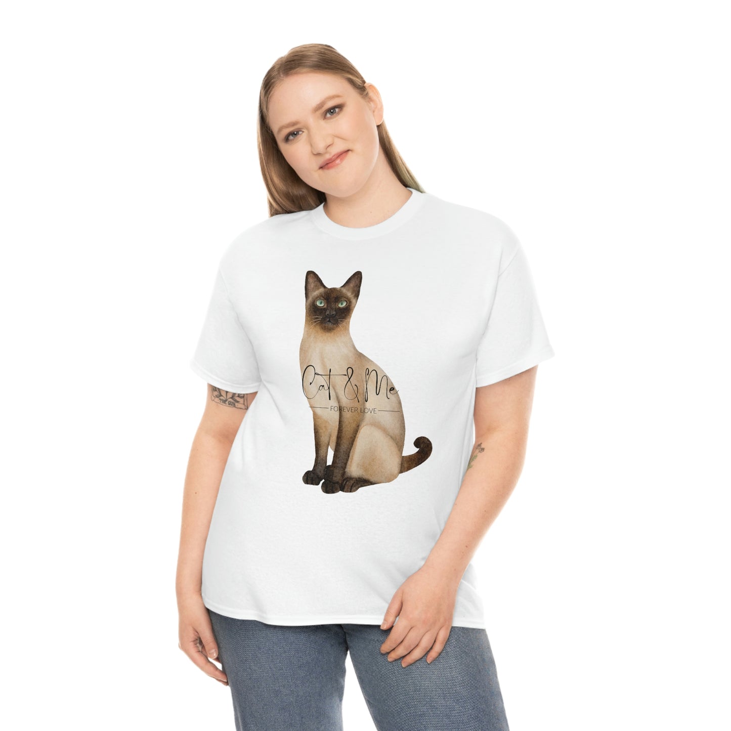 (Cat Lover) Cat & Me Forever Love  Siamese cat design  Cotton Tee