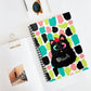 Colorful Pattern Fluffy Black Cat design Spiral Notebook - Ruled Line