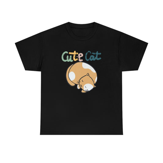 Cute Cat Chubby Cat Sleeping design Cotton Tee