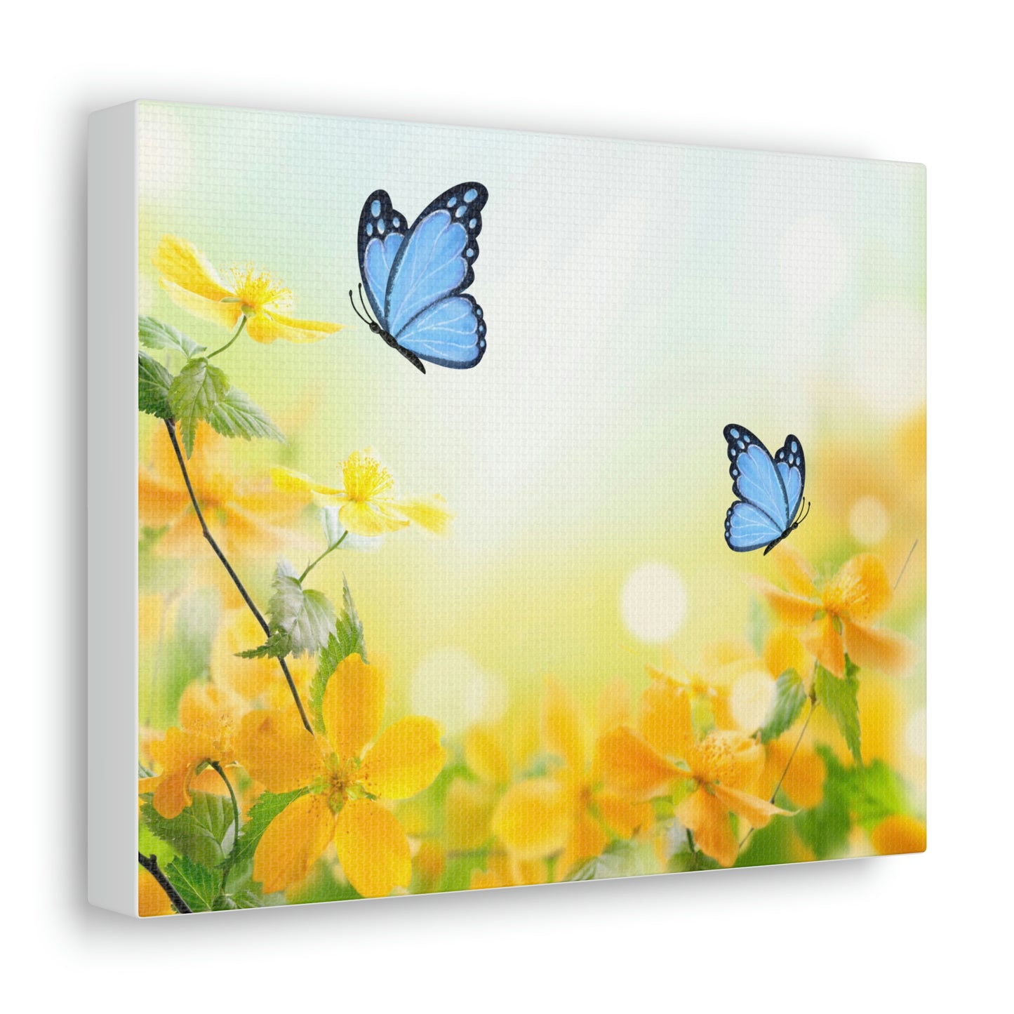 Yellow Flower with Butterfries design Canvas Gallery Wraps poster