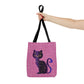 Colorful Purple Cat Design Tote Bag  (AOP)