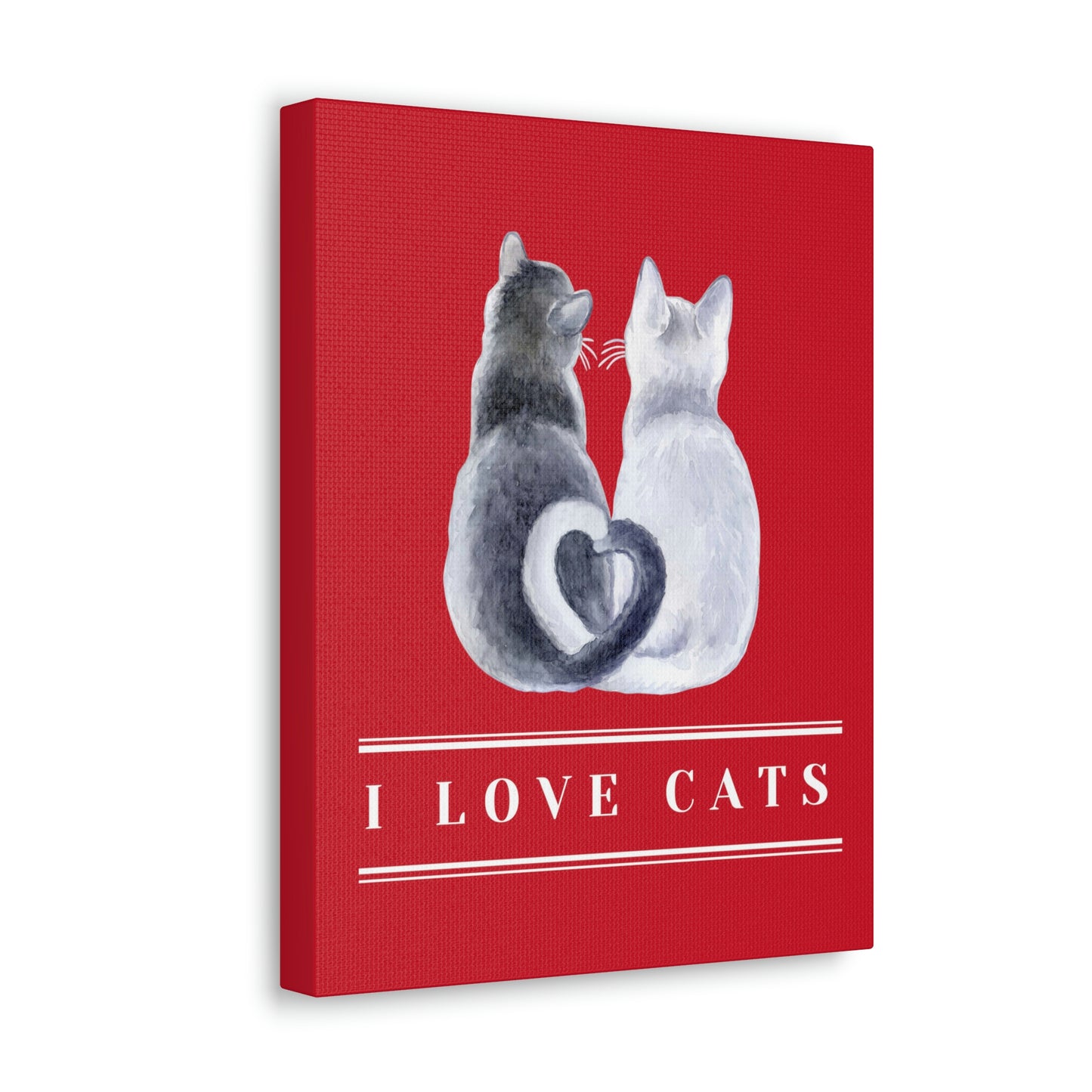 I love cats two heart shaped tails design (Dark Red) Canvas Gallery Wraps poster