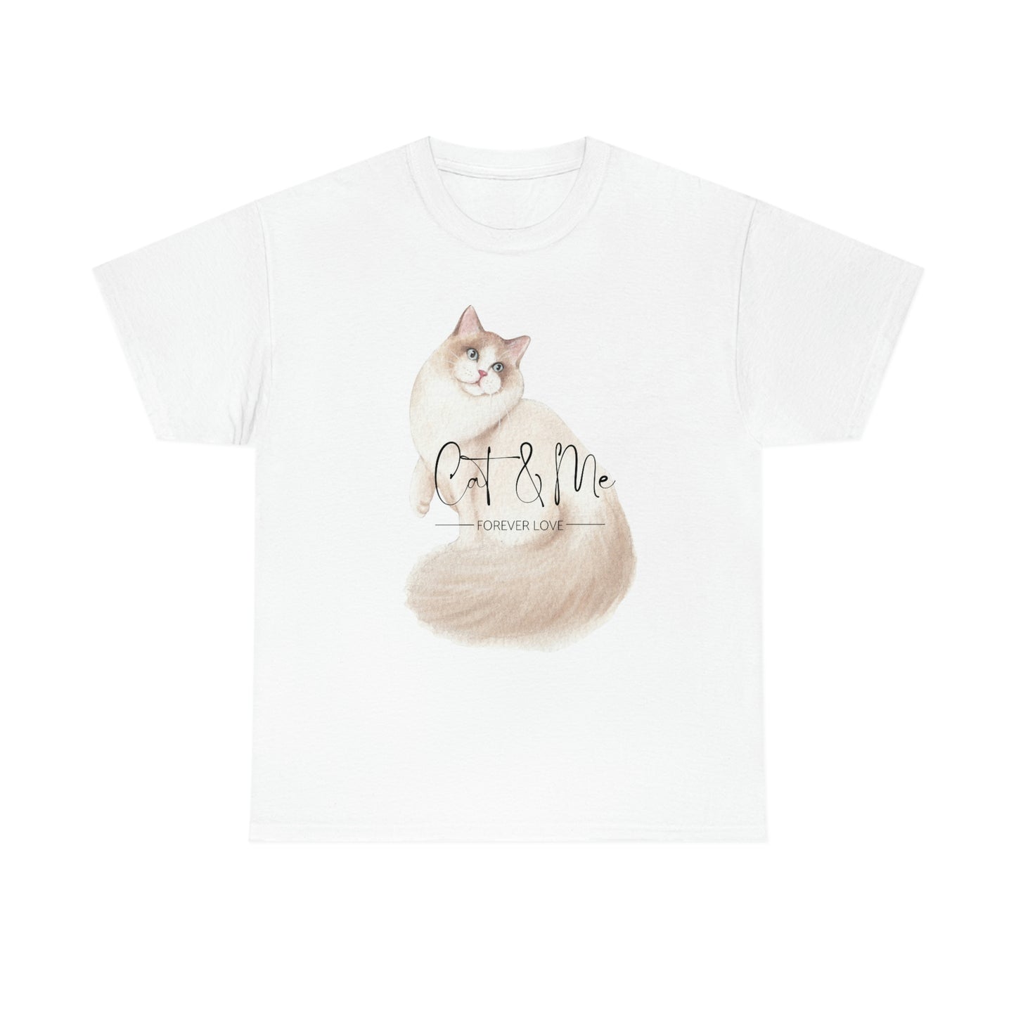 (Cat Lover) Cat & Me Forever Love  design white Cotton Tee