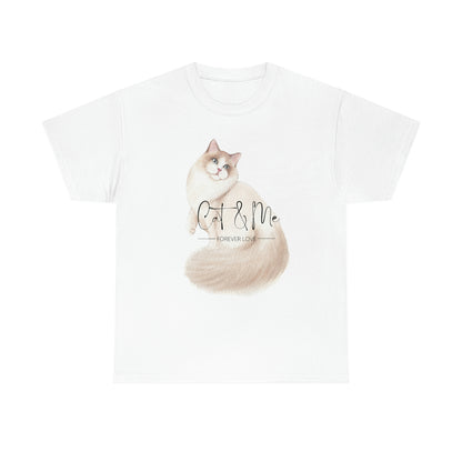 (Cat Lover) Cat & Me Forever Love  design white Cotton Tee