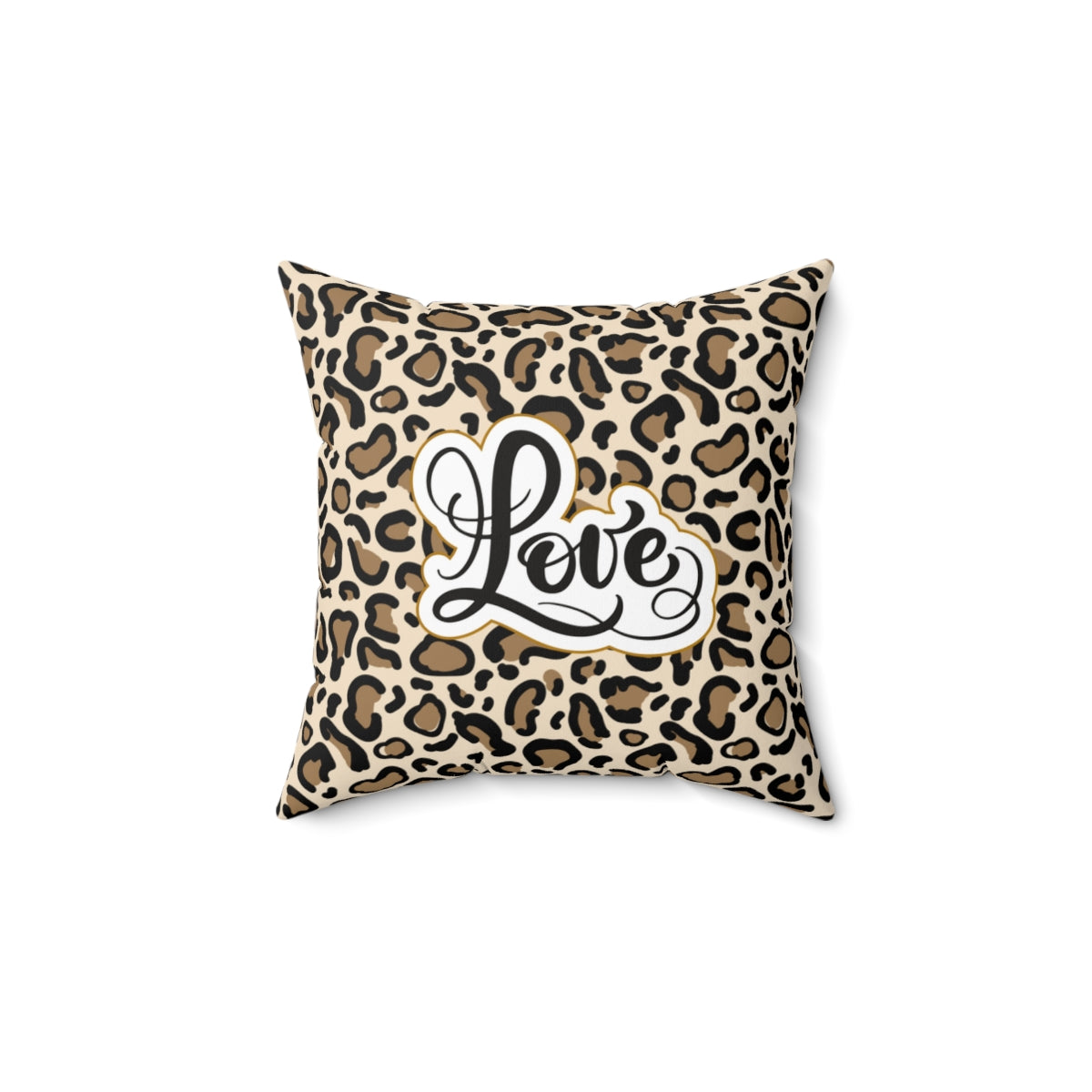 "Love" Leopard prints design Spun Polyester Square Pillow