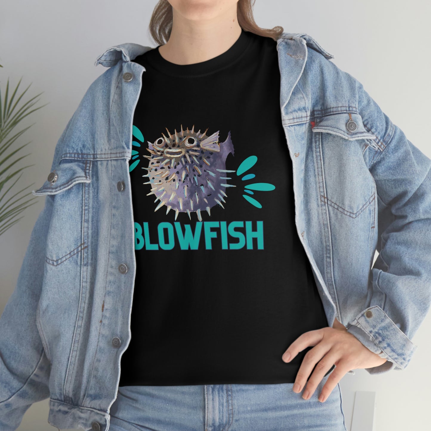 Cute Fun Blowfish with splush design white Cotton Tee