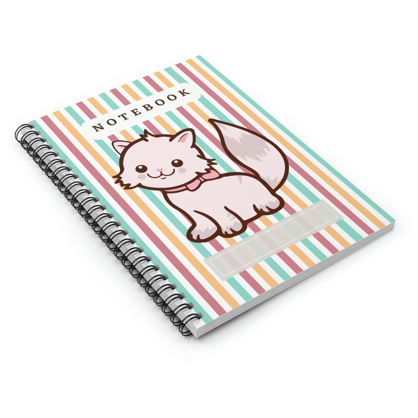 Big Kitten/Cat Stripe design Spiral Notebook - Ruled Line 118 pages