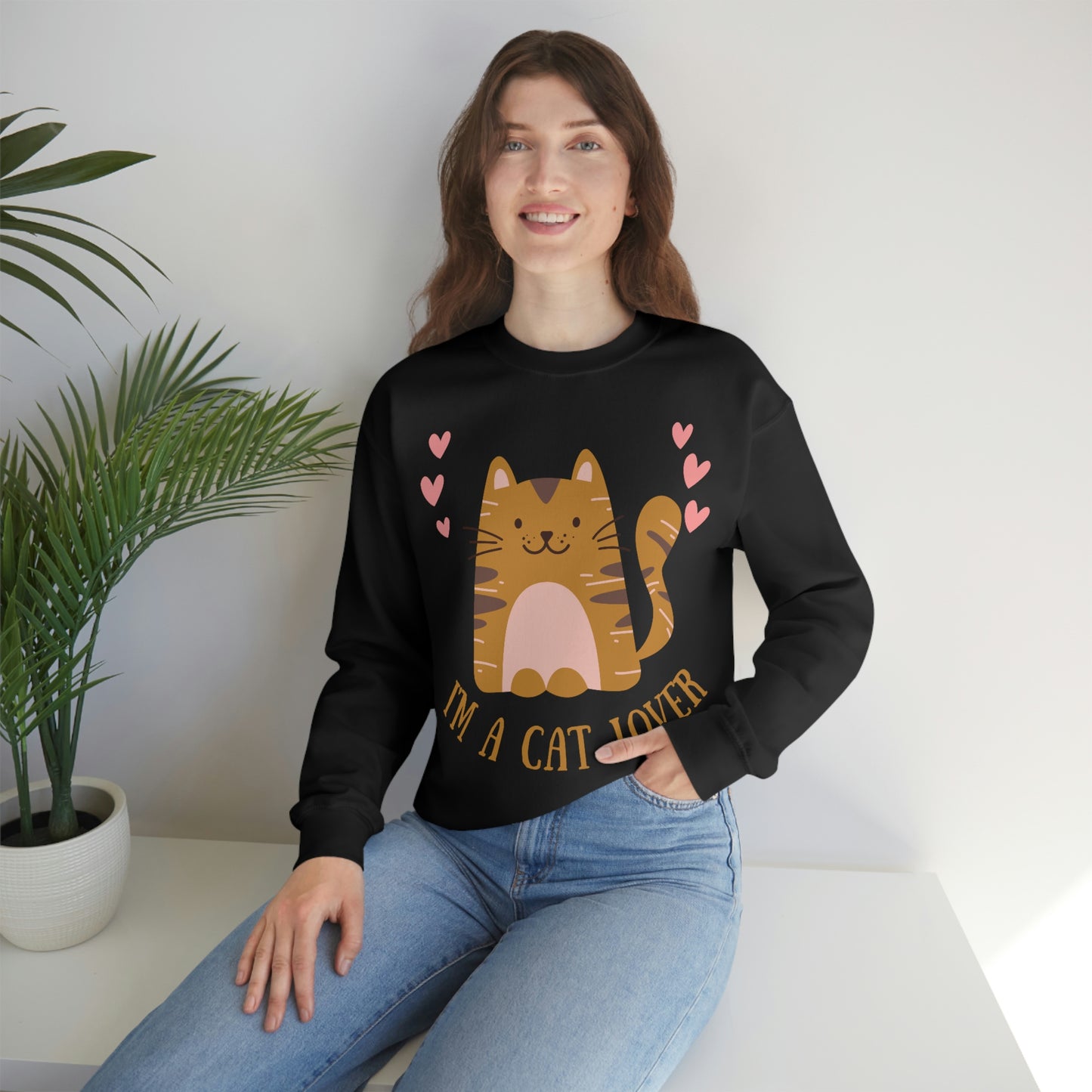 " I'm a Cat Lover" Brown Cat design Heavy Blend™ Crewneck Sweatshirt