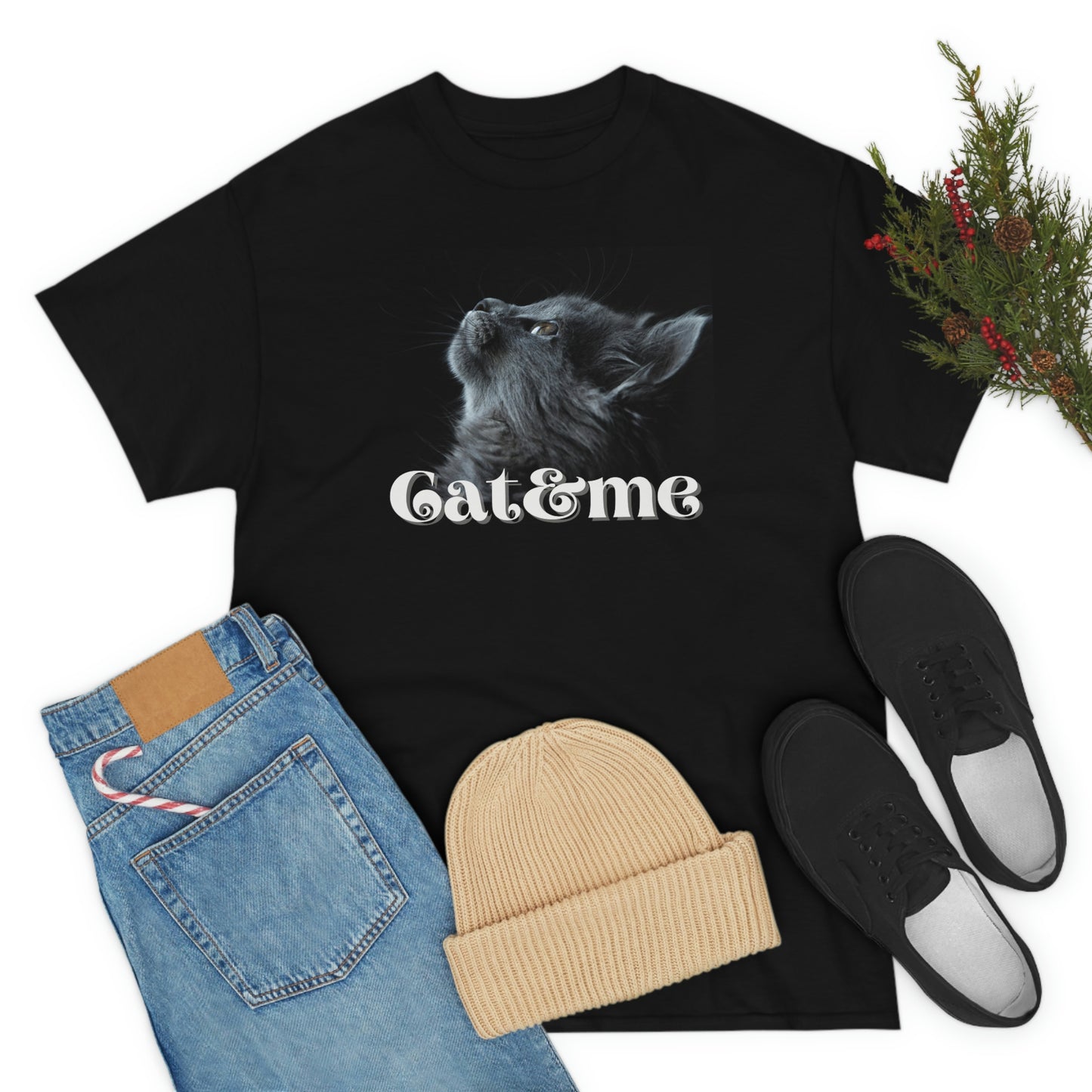 Cat & Me For  Cat Lover  Black Graphic tee shirt