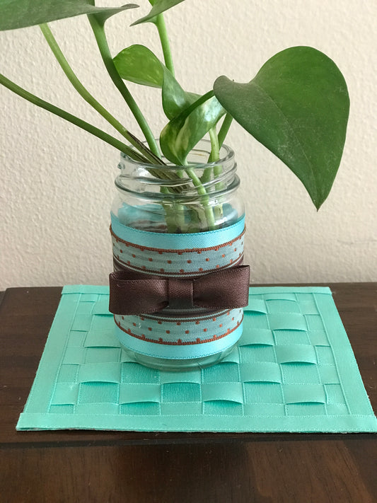 Handmade Hand-crafted fabric Coasters 2pcs Set (Pastel green)