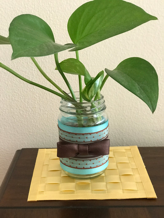 Handmade Hand-Crafted fabric Coasters 2pcs Set (Pastel yellow)